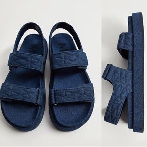Mango Denim Chunky Sandals New
